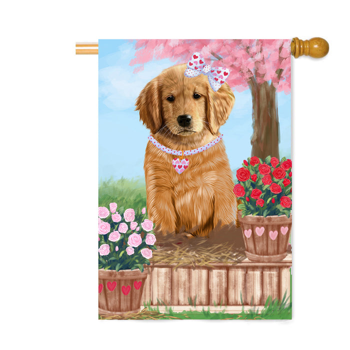 Personalized Rosie 25 Cent Kisses Golden Retriever Dog Custom House Flag FLG64863