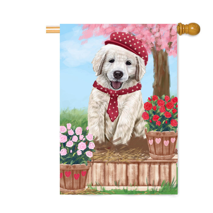 Personalized Rosie 25 Cent Kisses Golden Retriever Dog Custom House Flag FLG64864