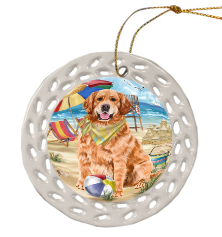 Pet Friendly Beach Golden Retriever Dog Doily Ornament DPOR58560