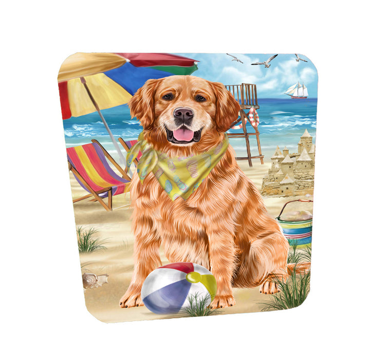 Pet Friendly Beach Golden Retriever Dog Coasters Set of 4 CSTA58148