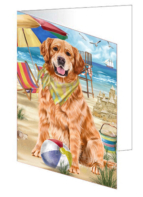 Pet Friendly Beach Golden Retriever Dog Handmade Artwork Assorted Pets Greeting Cards and Note Cards with Envelopes for All Occasions and Holiday Seasons