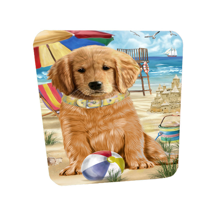 Pet Friendly Beach Golden Retriever Dog Coasters Set of 4 CSTA58149