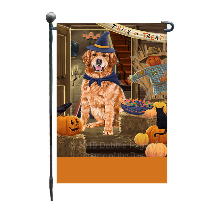 Personalized Enter at Own Risk Trick or Treat Halloween Golden Retriever Dog Custom Garden Flags GFLG-DOTD-A59587