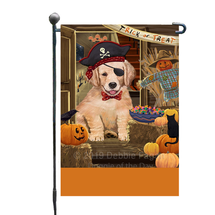 Personalized Enter at Own Risk Trick or Treat Halloween Golden Retriever Dog Custom Garden Flags GFLG-DOTD-A59589
