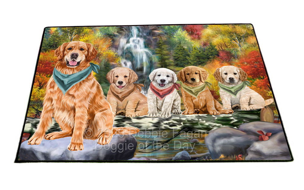 Scenic Waterfall Golden Retriever Dogs Floormat FLMS55975