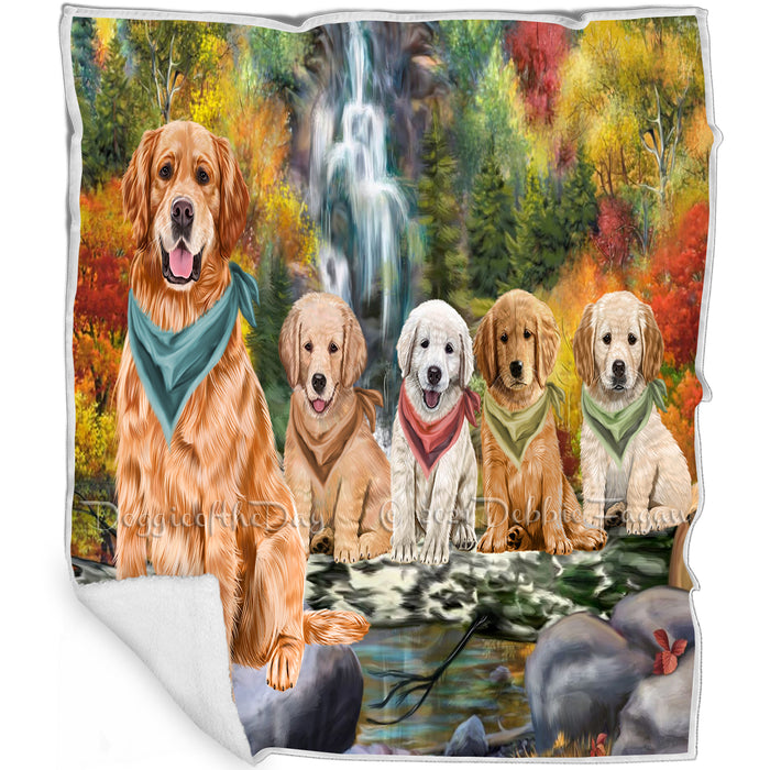 Scenic Waterfall Golden Retriever Dogs Blanket BLNKT142564