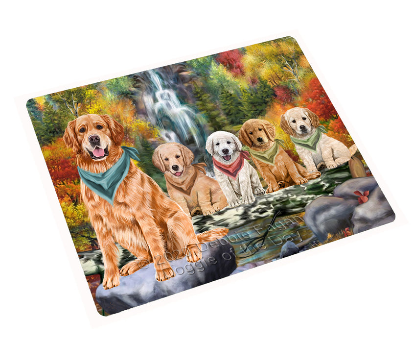 Scenic Waterfall Golden Retriever Dogs Refrigerator/Dishwasher Magnet - Kitchen Decor Magnet - Pets Portrait Unique Magnet - Ultra-Sticky Premium Quality Magnet