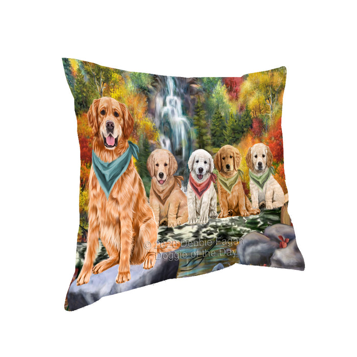 Scenic Waterfall Golden Retriever Dogs Pillow with Top Quality High-Resolution Images - Ultra Soft Pet Pillows for Sleeping - Reversible & Comfort - Ideal Gift for Dog Lover - Cushion for Sofa Couch Bed - 100% Polyester