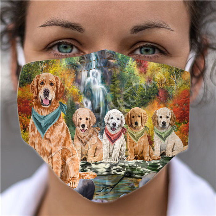 Scenic Waterfall Golden Retriever Dogs Face Mask FM49303