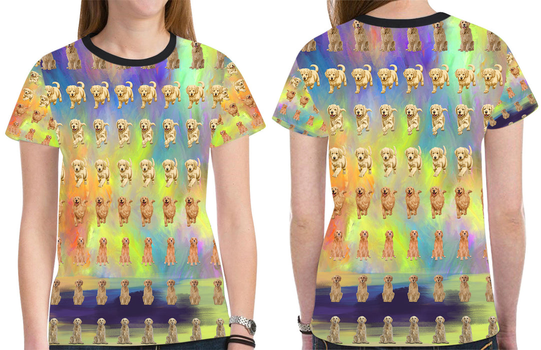 Paradise Wave Golden Retriever Dog All Over Print Mesh Women's T-shirt
