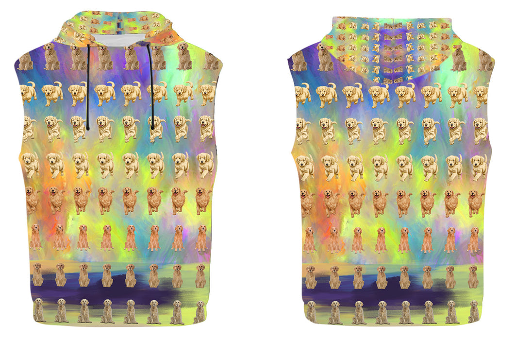 Paradise Wave Golden Retriever Dog All Over Print Sleeveless Women's Hoodie