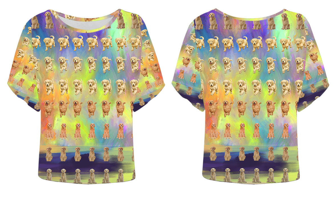 Paradise Wave Golden Retriever Dog Batwing Sleeve Women's T-Shirt
