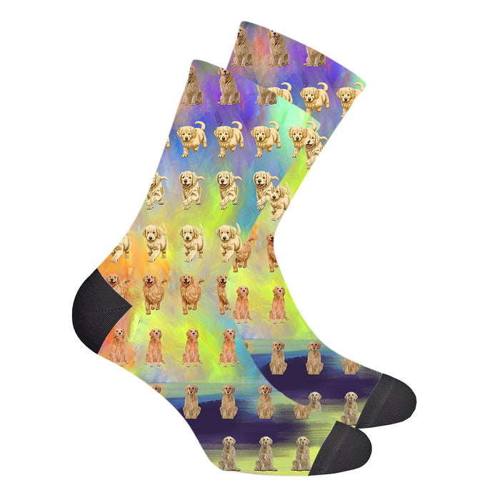 Paradise Wave Golden Retriever Dog Men's Socks
