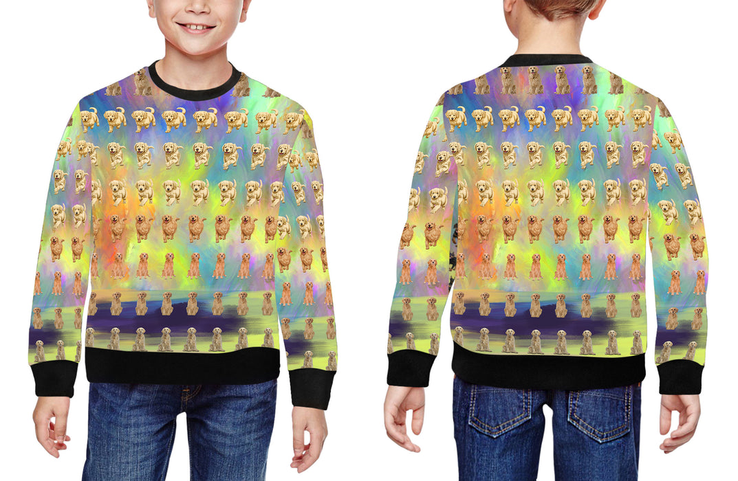 Paradise Wave Golden Retriever Dog All Over Print Crewneck Kids Sweatshirt