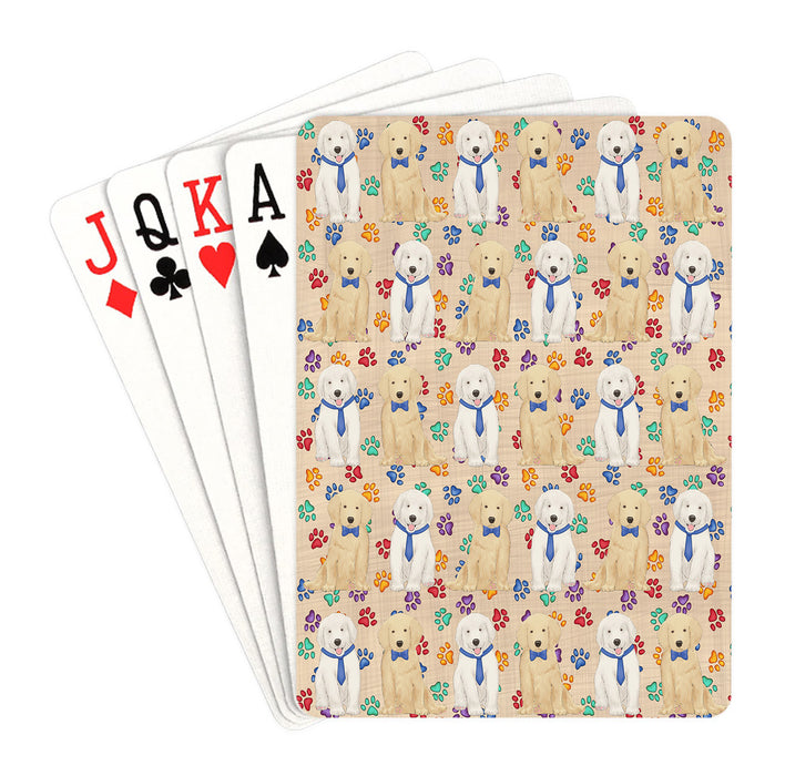 Rainbow Paw Print Golden Retriever Dogs Blue Playing Card Decks