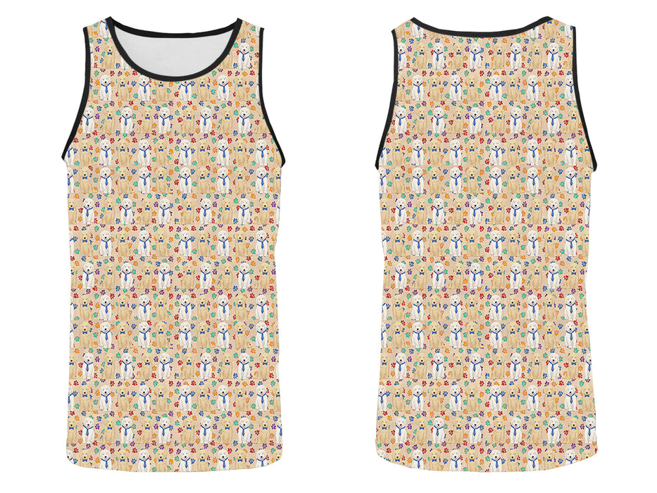 Rainbow Paw Print Goldendoodle Dogs Blue All Over Print   Men's Tank Top