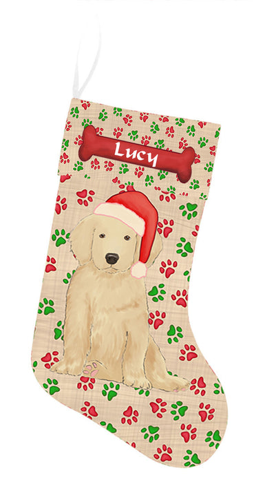 Pet Name Personalized Christmas Paw Print Golden Retriever Dogs Stocking