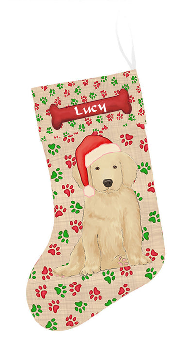 Pet Name Personalized Christmas Paw Print Golden Retriever Dogs Stocking