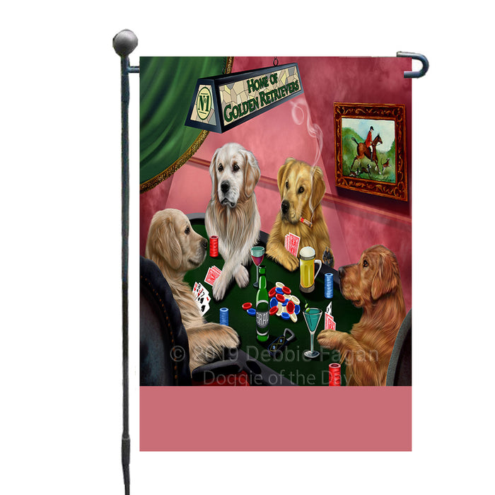 Personalized Home of Golden Retriever Dogs Four Dogs Playing Poker Custom Garden Flags GFLG-DOTD-A60271