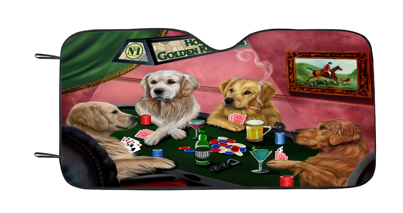 Home of  Golden Retriever Dogs Playing Poker Car Sun Shade