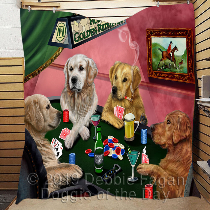 Home of  Golden Retriever Dogs Playing Poker Quilt