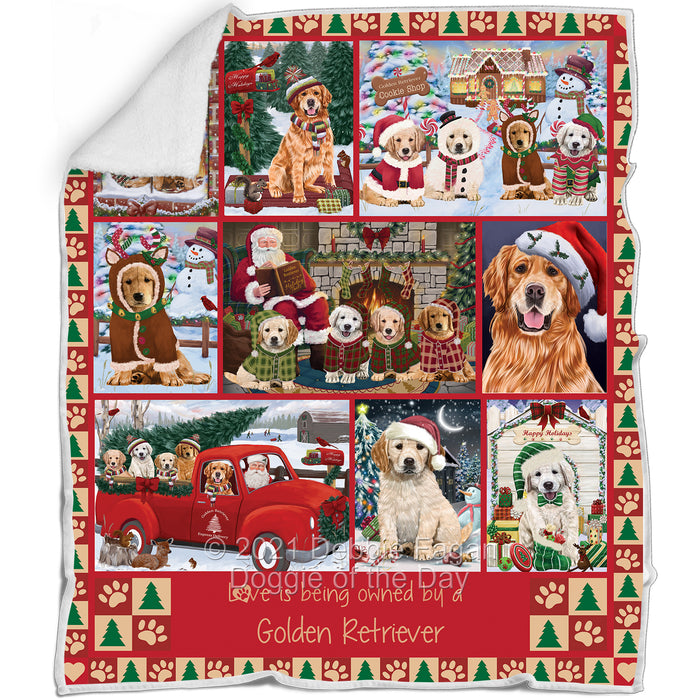 Love is Being Owned Christmas Golden Retriever Dogs Blanket BLNKT143469