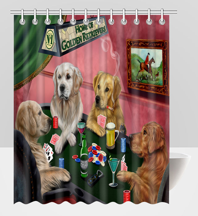 Home of  Golden Retriever Dogs Playing Poker Shower Curtain