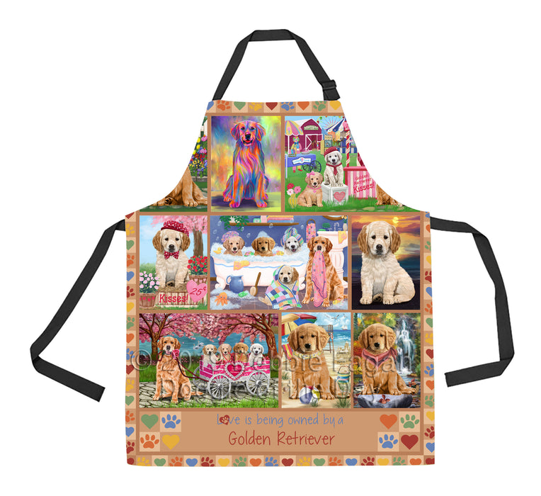 Love is Being Owned Golden Retriever Dog Beige Apron
