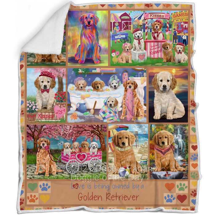 Love is Being Owned Golden Retriever Dog Beige Blanket BLNKT137460