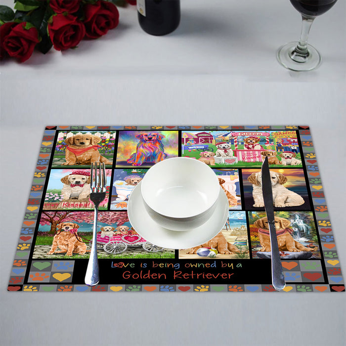 Love is Being Owned Golden Retriever Dog Grey Placemat
