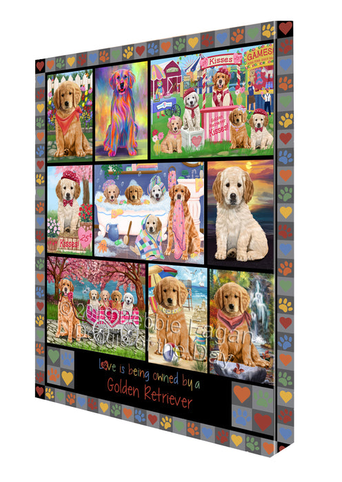 Love is Being Owned Golden Retriever Dog Grey Canvas Print Wall Art Décor CVS138077