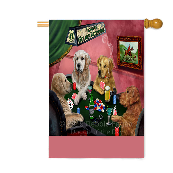 Personalized Home of Golden Retriever Dogs Four Dogs Playing Poker Custom House Flag FLG-DOTD-A60327