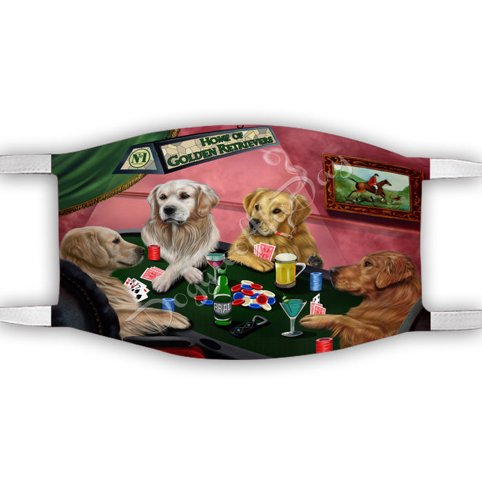 Home of Golden Retriever Dogs Playing Poker Face Mask FM49795