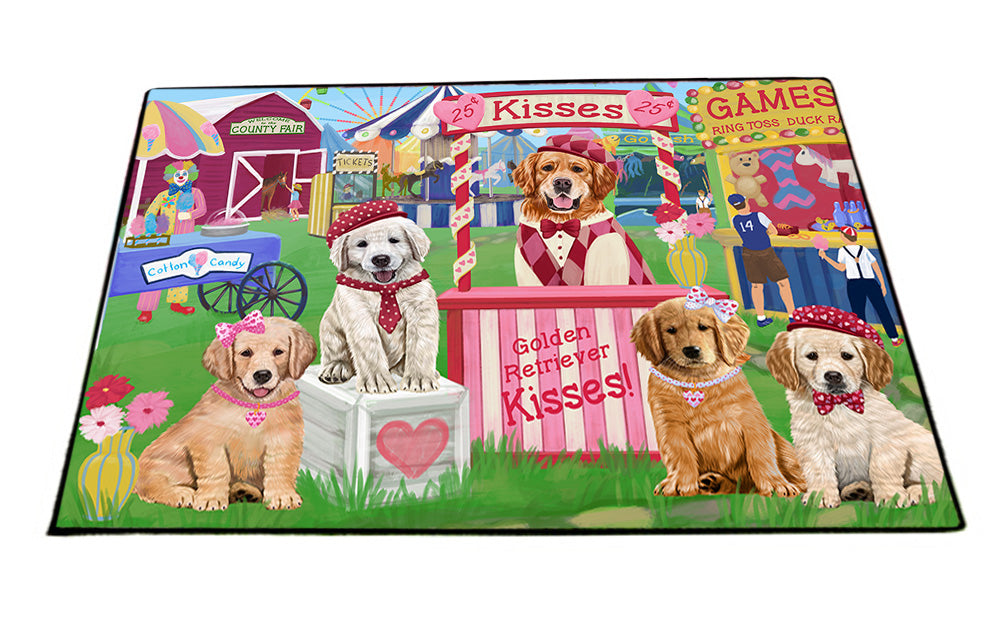 Carnival Kissing Booth Golden Retrievers Dog Floormat FLMS52923