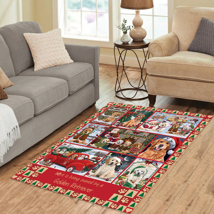 Love is Being Owned Christmas Golden Retriever Dogs Area Rug