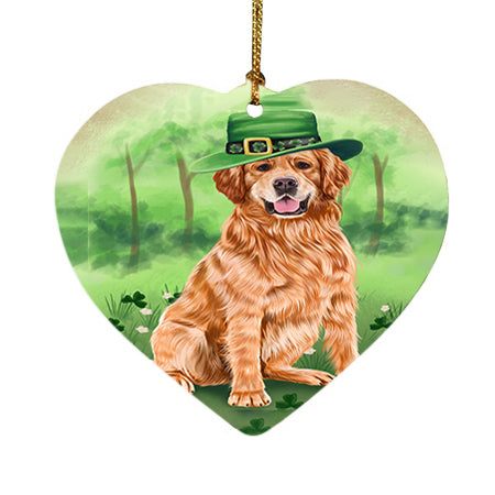 St. Patricks Day Irish Portrait Golden Retriever Dog Heart Christmas Ornament HPOR48806