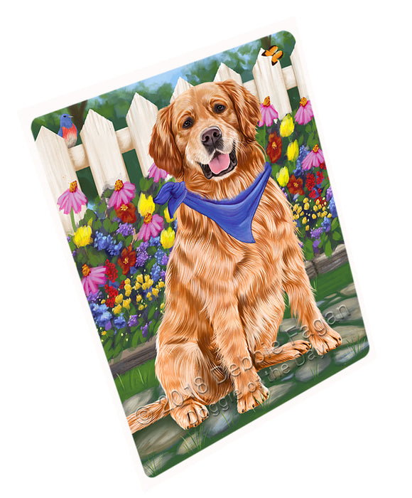 Spring Floral Golden Retriever Dog Tempered Cutting Board C53511
