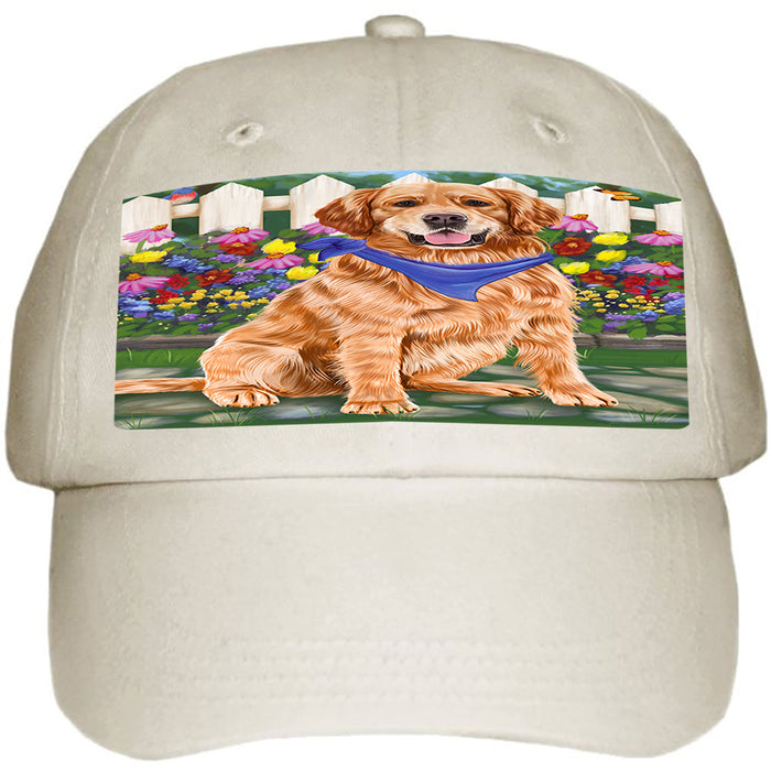 Spring Floral Golden Retriever Dog Ball Hat Cap HAT53376