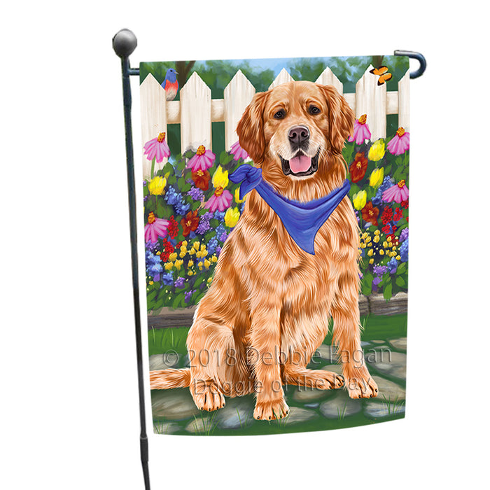 Spring Floral Golden Retriever Dog Garden Flag GFLG49710