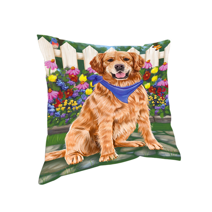 Spring Floral Golden Retriever Dog Pillow PIL55380