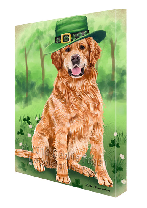 St. Patricks Day Irish Portrait Golden Retriever Dog Canvas Wall Art CVS54867