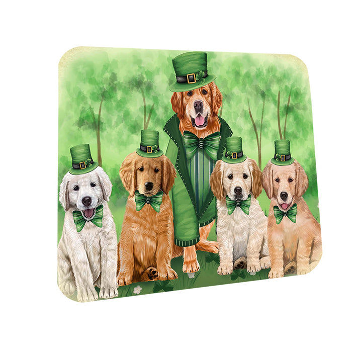 St. Patricks Day Irish Portrait Golden Retrievers Dog Coasters Set of 4 CST48766