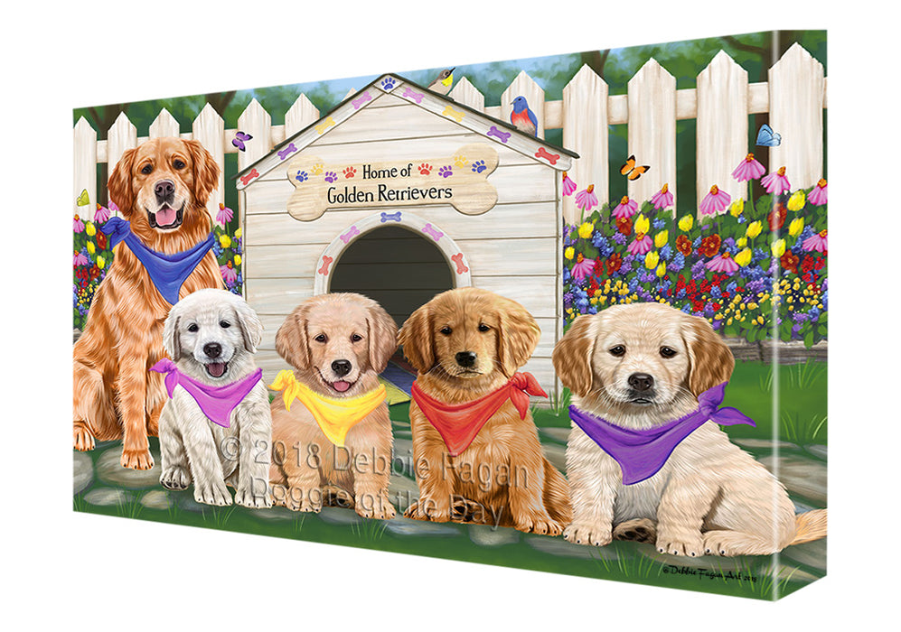 Spring Dog House Golden Retriever Dog Canvas Wall Art CVS64690