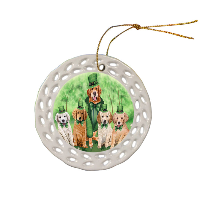 St. Patricks Day Irish Portrait Golden Retrievers Dog Ceramic Doily Ornament DPOR48807