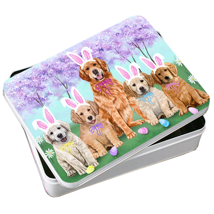 Golden Retrievers Dog Easter Holiday Photo Storage Tin PITN49151