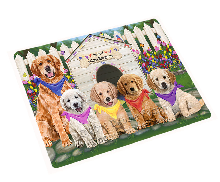Spring Dog House Golden Retriever Dog Tempered Cutting Board C53514