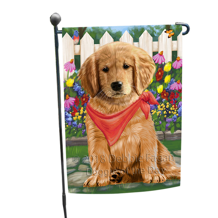 Spring Floral Golden Retriever Dog Garden Flag GFLG49712