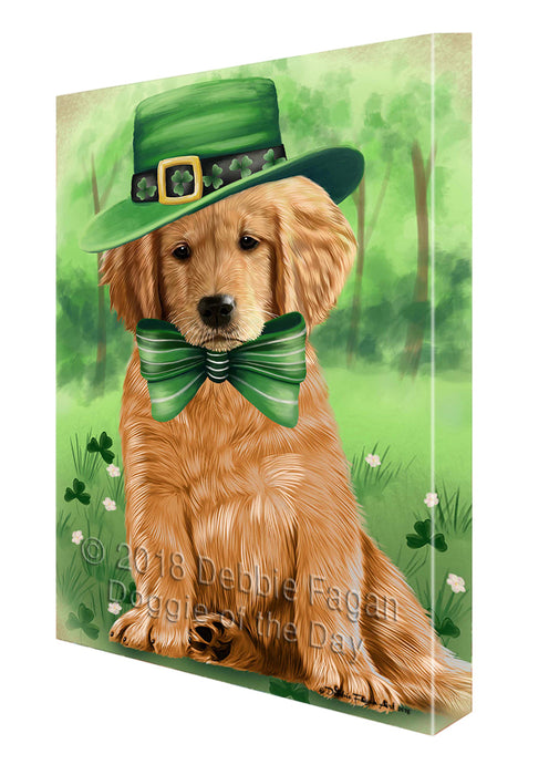 St. Patricks Day Irish Portrait Golden Retriever Dog Canvas Wall Art CVS54885