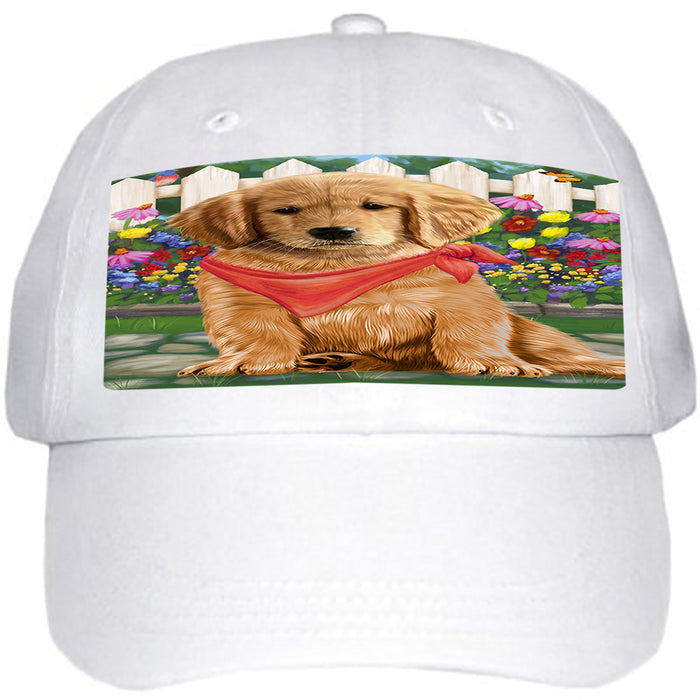 Spring Floral Golden Retriever Dog Ball Hat Cap HAT53382