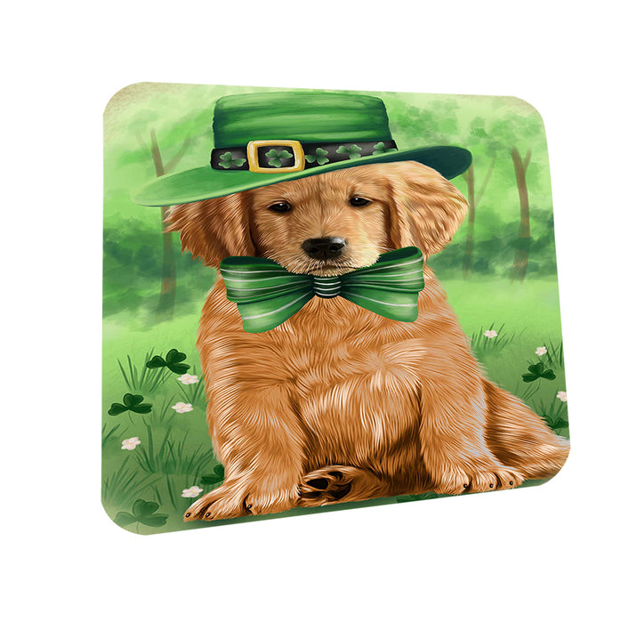St. Patricks Day Irish Portrait Golden Retriever Dog Coasters Set of 4 CST48767
